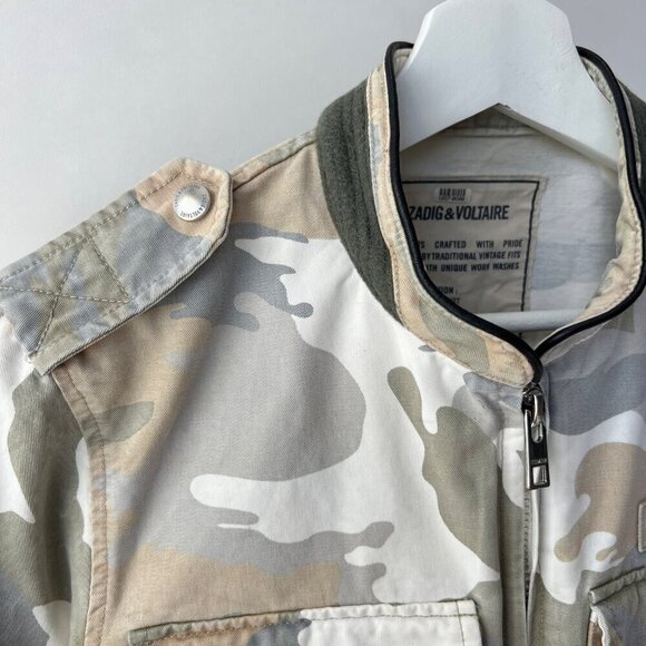 Zadig & Voltaire Savy Camo jacket, white/ cream, green, Size XS - Picture 7 of 11